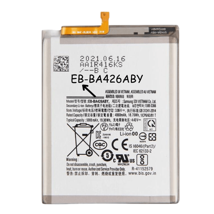 Battery Li-ion 5000mAh EB-BA426ABY For Samsung Galaxy A32 5G (A326) A42 5G (A426) A72 (A725) - Best Cell Phone Parts Distributor in Canada, Parts Source Battery Li-ion 5000mAh EB-BA426ABY For Samsung Galaxy A32 5G (A326) A42 5G (A426) A72 (A725) - Best Cell Phone Parts Distributor in Canada, Parts Source